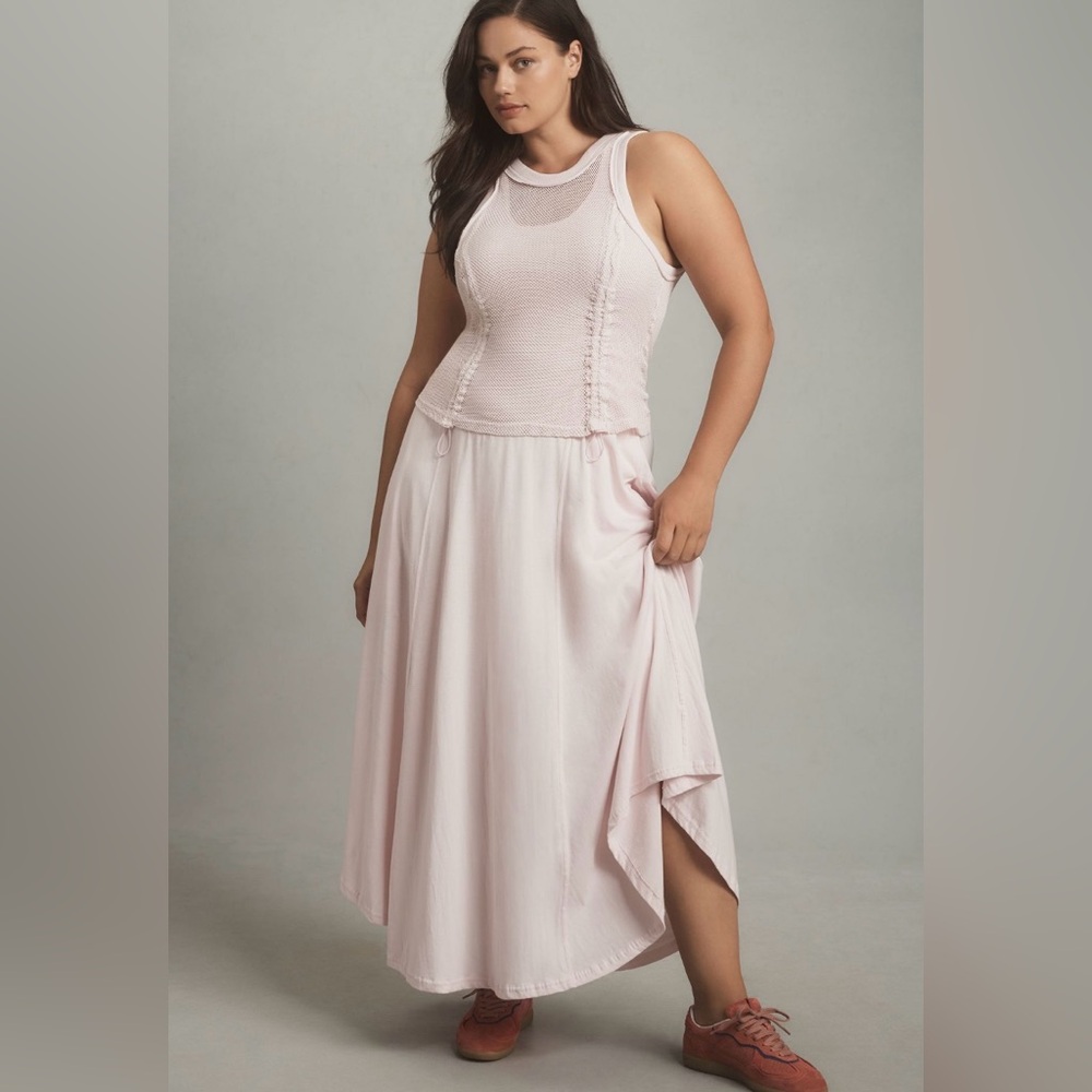 NWOT Anthropologie Pale Pink Sleeveless Midi Dress